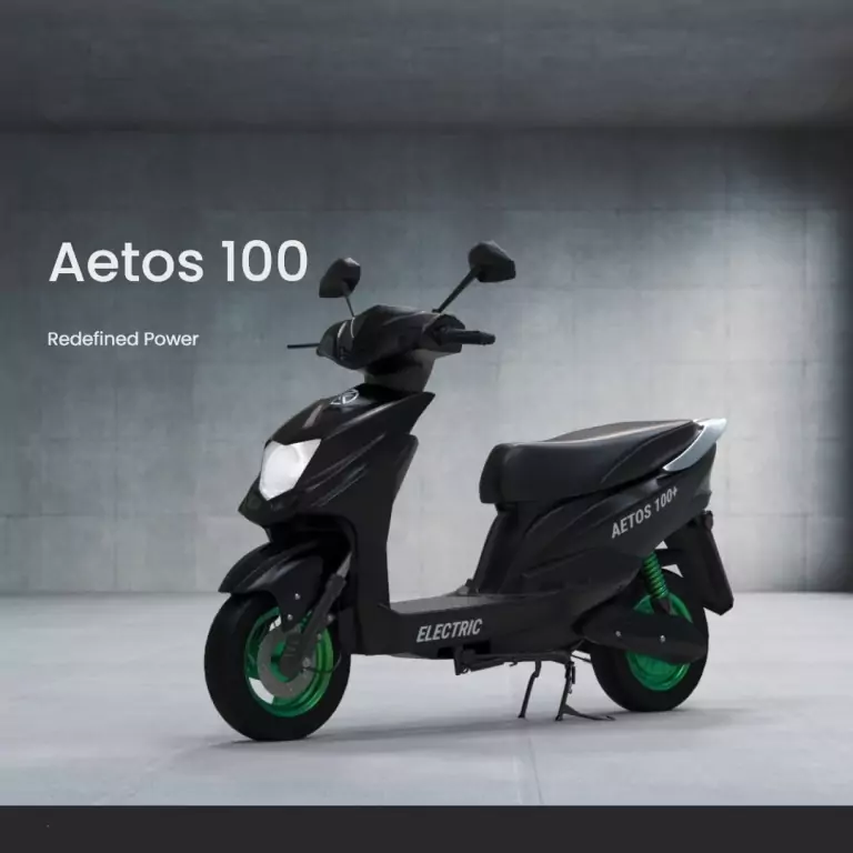 Aetos 100 black color electric scooter left front side view