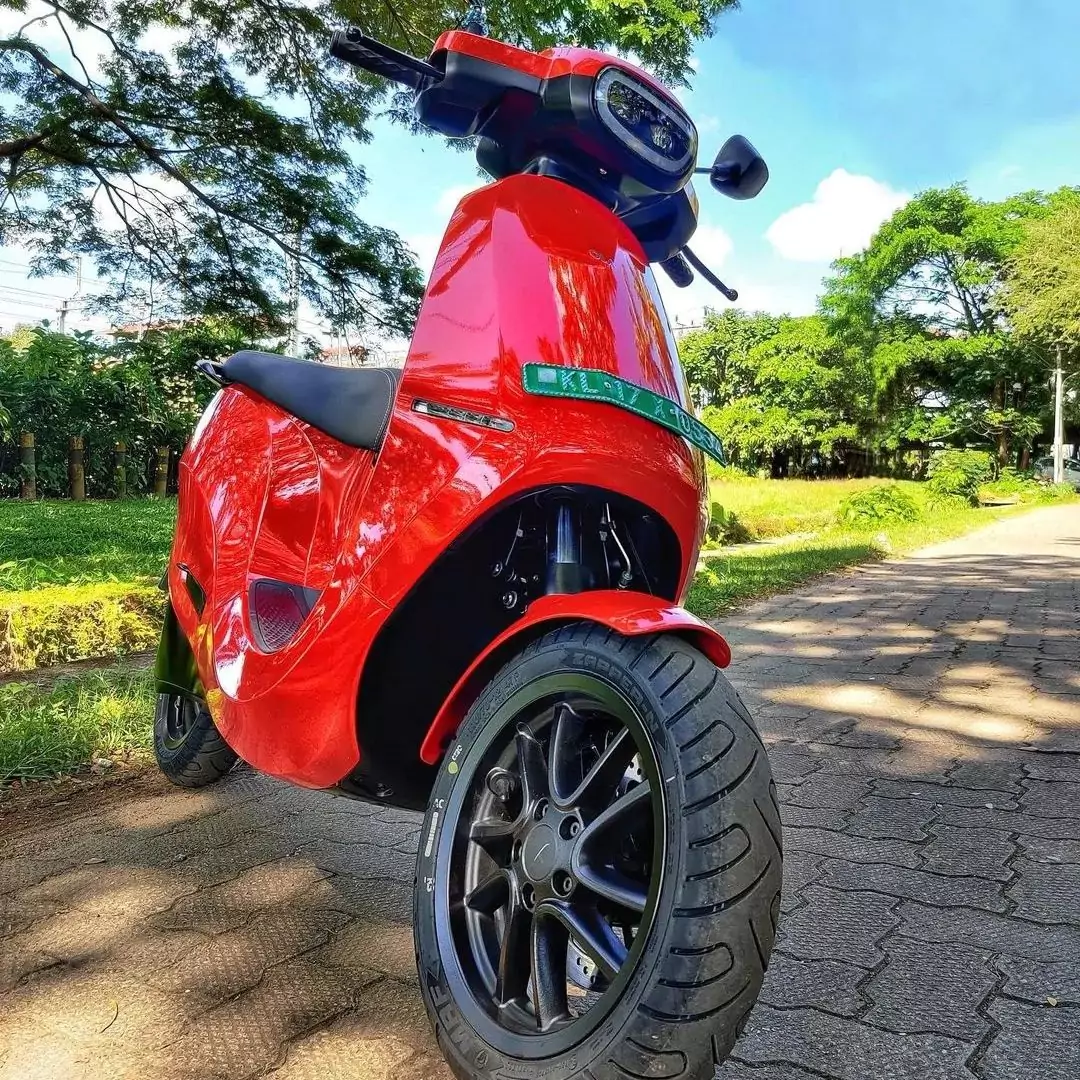 Ola S1 red color electric scooter front down view