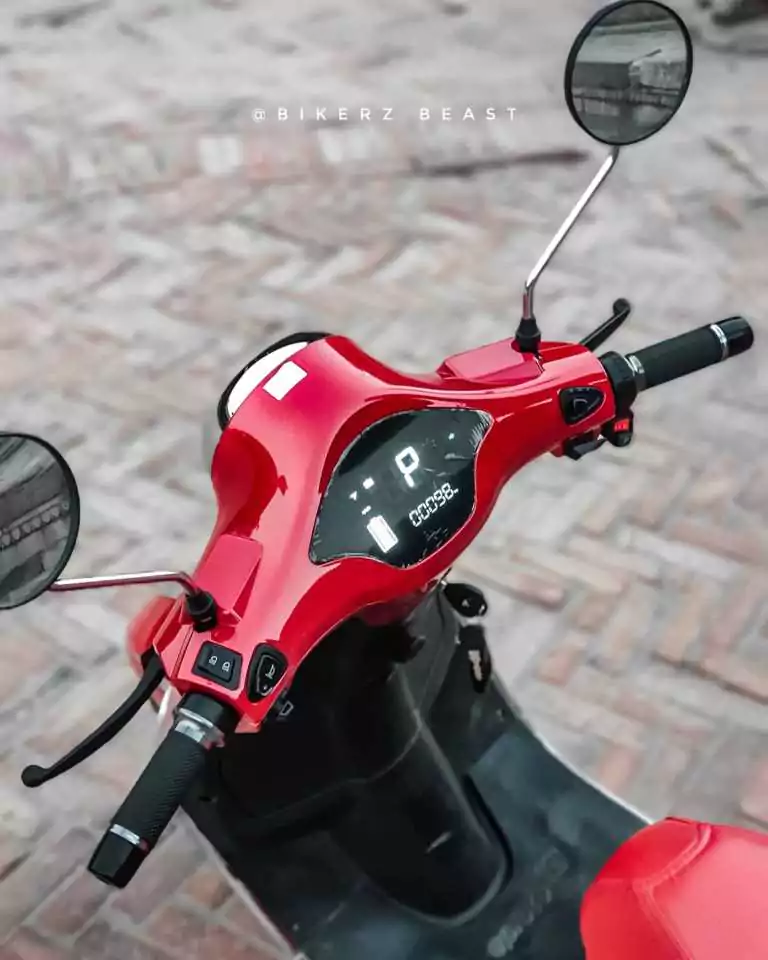 PureEv ePluto7G red color scooter pov 