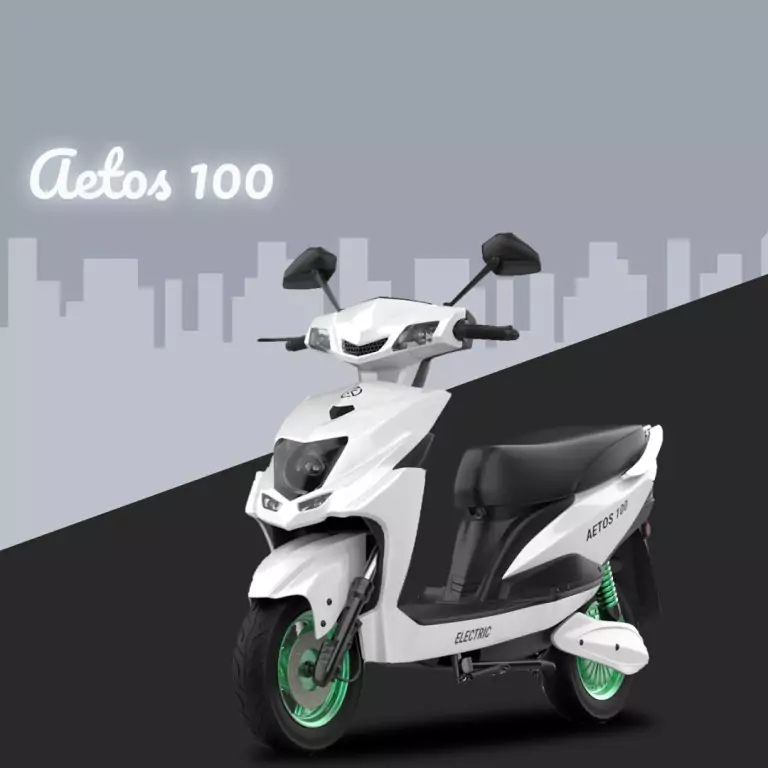 Aetos 100 white color electric scooter front left side view