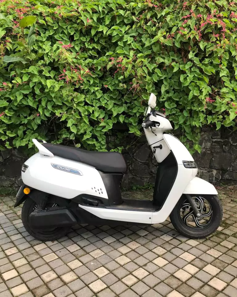 TVS iQube white color electric scooter right side view