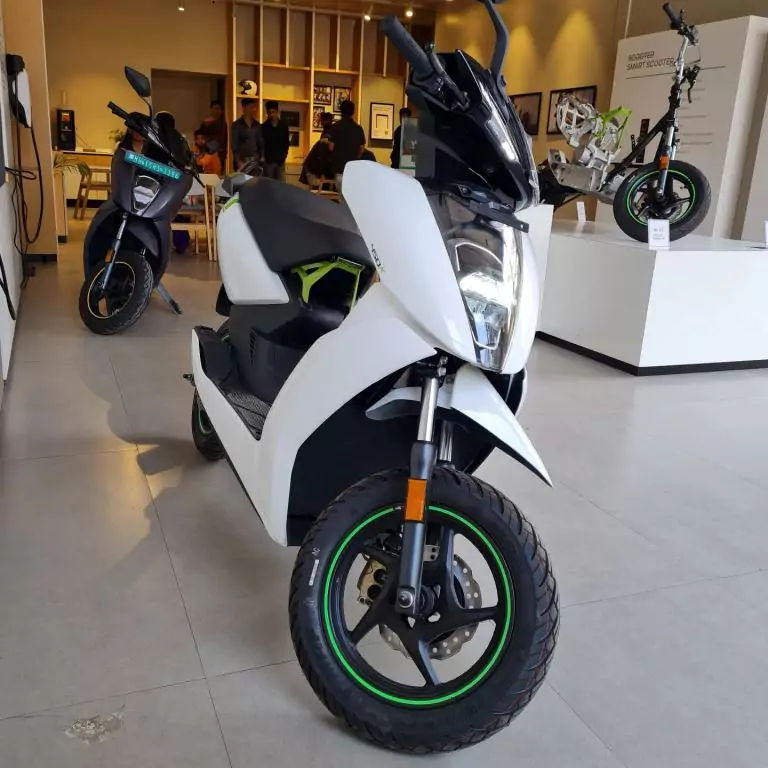 Ather 450, white color, front view