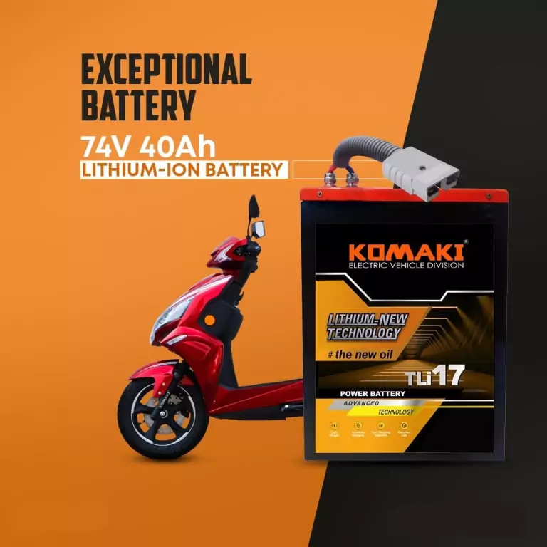 Komaki SE maroon color electric scooter's battery