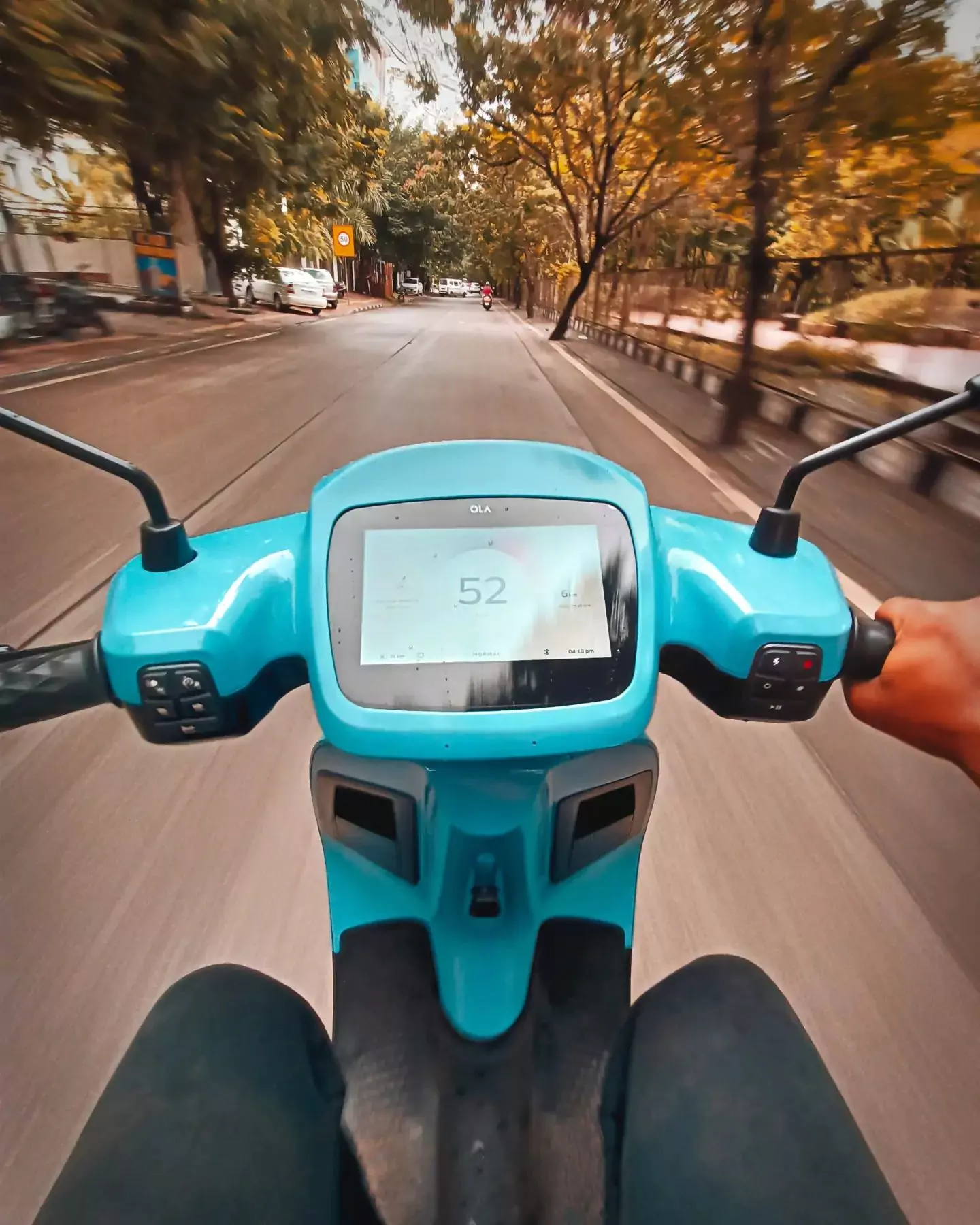 Ola S1 blue color electric scooter sitting pov