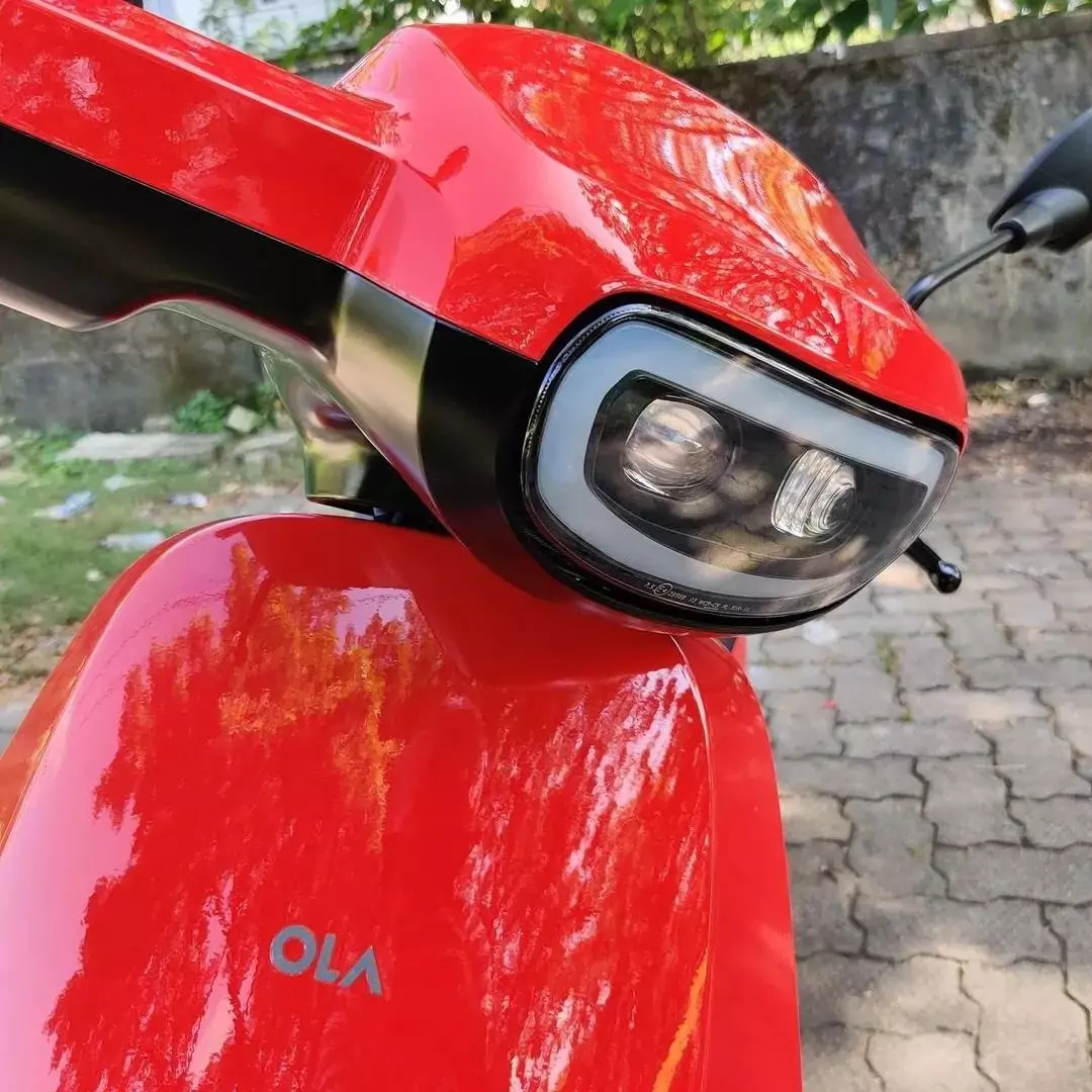 Ola S1 red color electric scooter front headlight view
