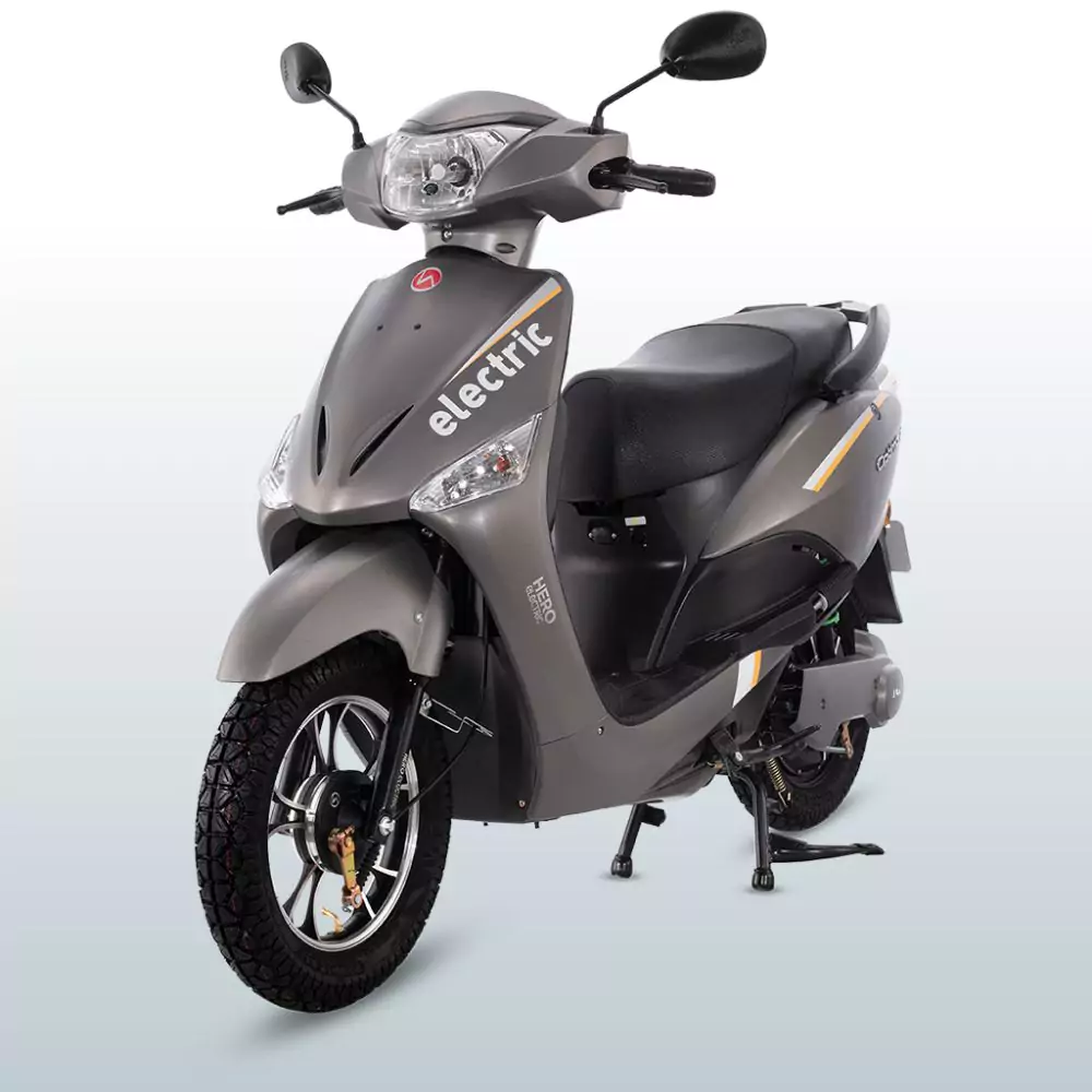 Hero Electric Optima HX (Single Battery), grey color, front and left side view